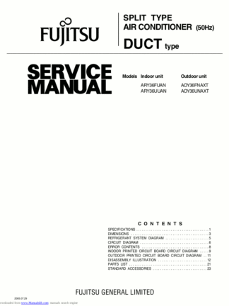 Fujitsu Air Conditioner Service Manual 142