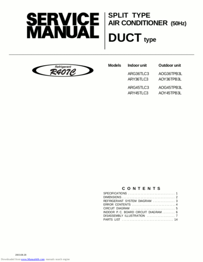 Fujitsu Air Conditioner Service Manual 143