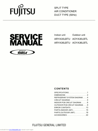 Fujitsu Air Conditioner Service Manual 148