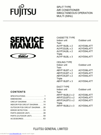 Fujitsu Air Conditioner Service Manual 151