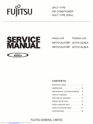 Fujitsu Air Conditioner Service Manual 152