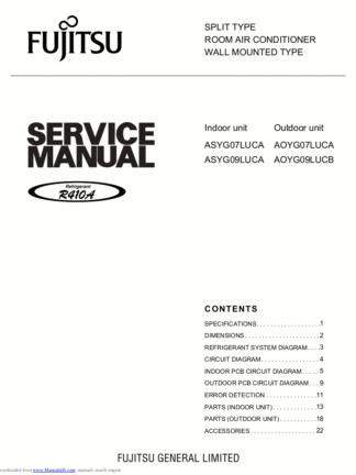 Fujitsu Air Conditioner Service Manual 157