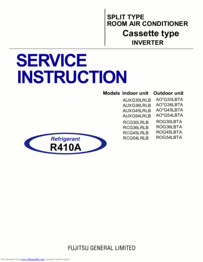 Fujitsu Air Conditioner Service Manual 78