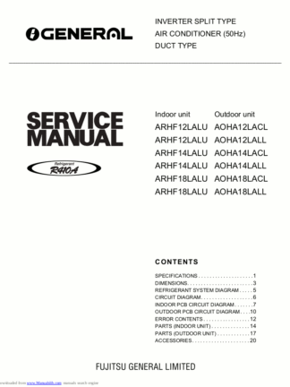 Fujitsu Air Conditioner Service Manual 86