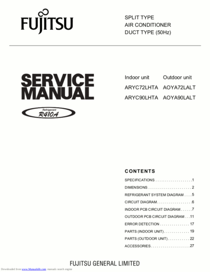 Fujitsu Air Conditioner Service Manual 89