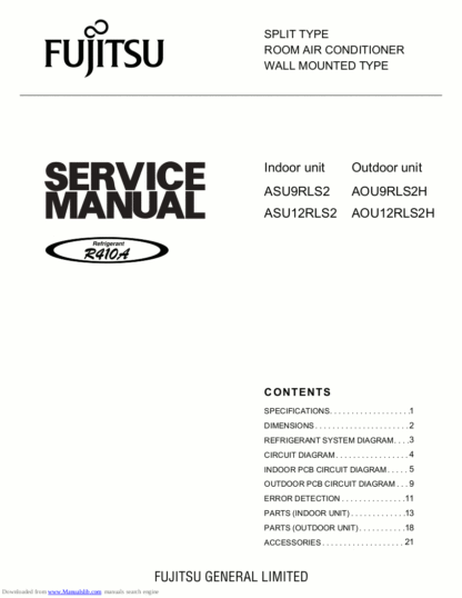 Fujitsu Air Conditioner Service Manual 98