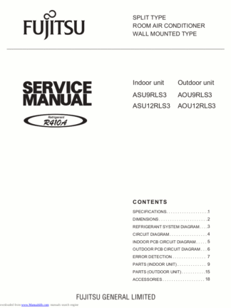 Fujitsu Air Conditioner Service Manual 99