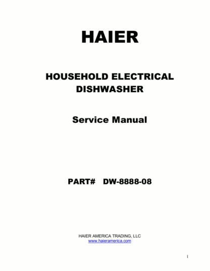 Haier Dishwasher Service Manual 02