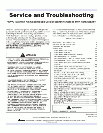 Amana Air Conditioner Service Manual 19