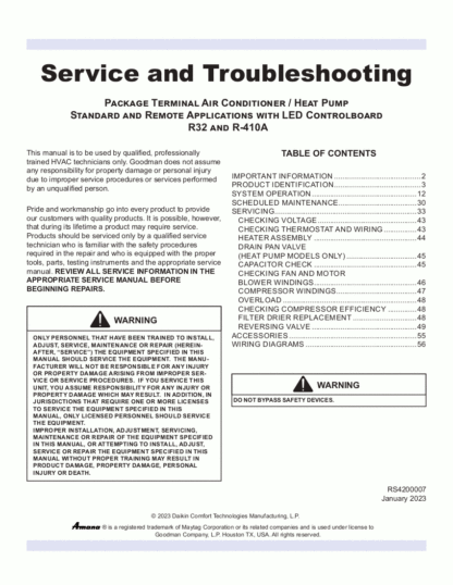 Amana Air Conditioner Service Manual 20