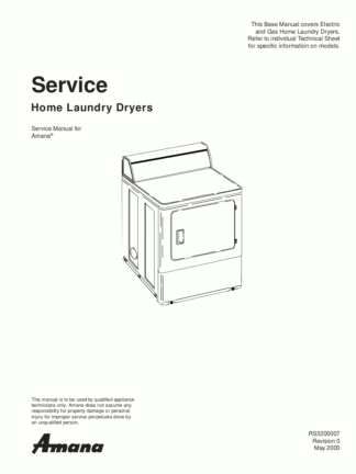 Amana Dryer Service Manual 01