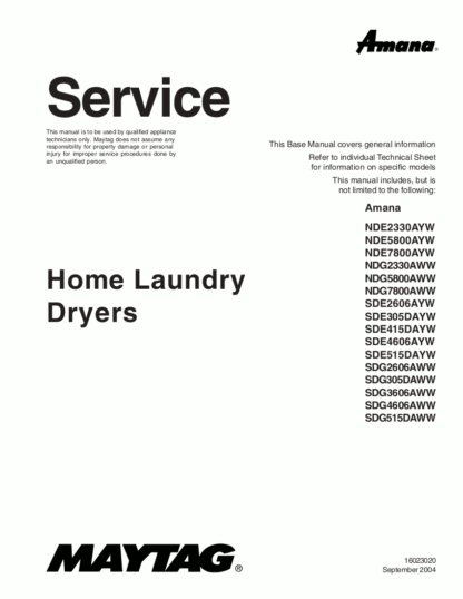 Amana Dryer Service Manual 03