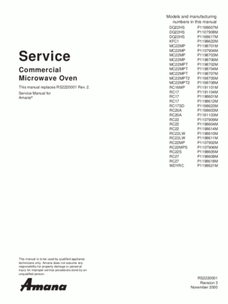 Amana Microwave Oven Service Manual 01
