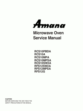 Amana Microwave Oven Service Manual 10