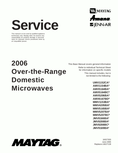 Amana Microwave Oven Service Manual 11