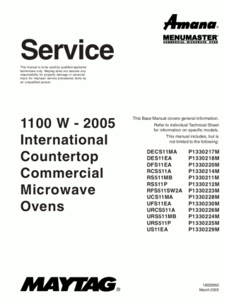 Amana Microwave Oven Service Manual 13
