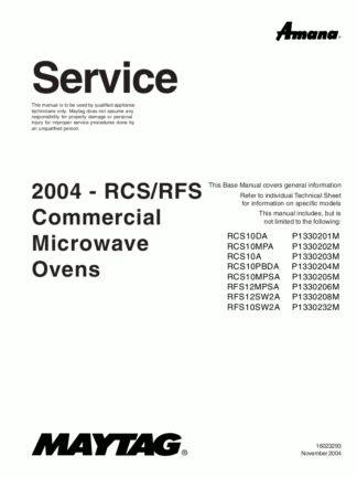 Amana Microwave Oven Service Manual 14