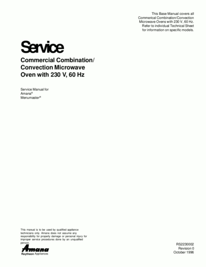 Amana Microwave Oven Service Manual 17