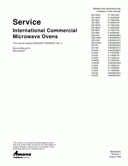 Amana Microwave Oven Service Manual 19