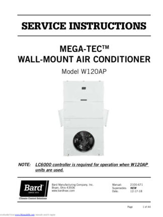 Bard Air Conditioner Service Manual 16