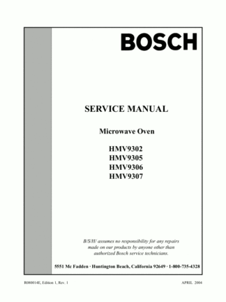 Bosch Microwave Oven Service Manual 01