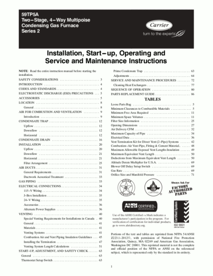 Carrier Heater Service Manual 17