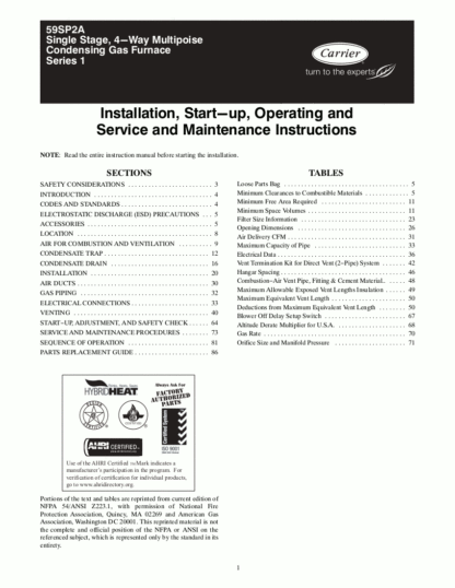 Carrier Heater Service Manual 21