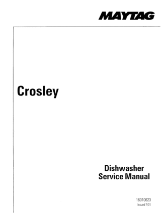 Crosley Dishwasher Service Manual 01