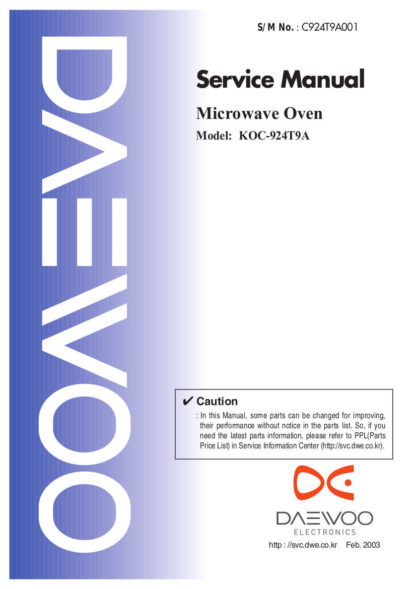 Daewoo Microwave Oven Service Manual 10