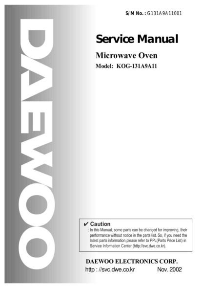 Daewoo Microwave Oven Service Manual 21