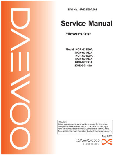 Daewoo Microwave Oven Service Manual 31
