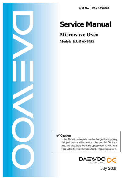 Daewoo Microwave Oven Service Manual 35