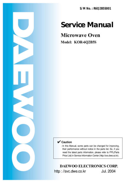 Daewoo Microwave Oven Service Manual 36