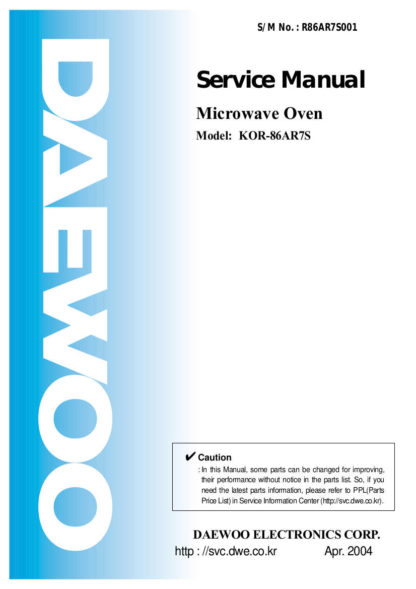 Daewoo Microwave Oven Service Manual 39