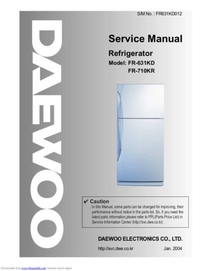 Daewoo Refrigerator Service Manual 56