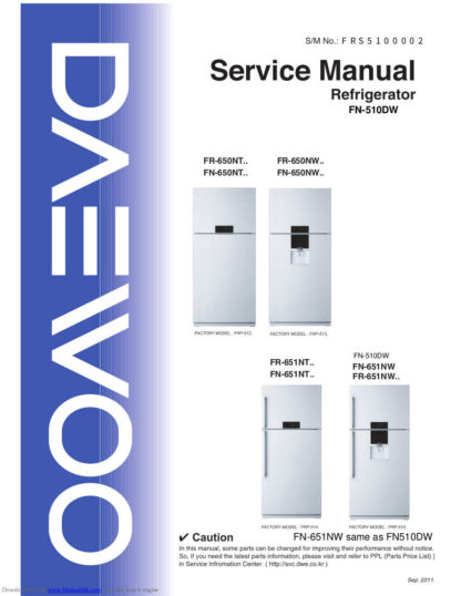 Daewoo Refrigerator Service Manual 57