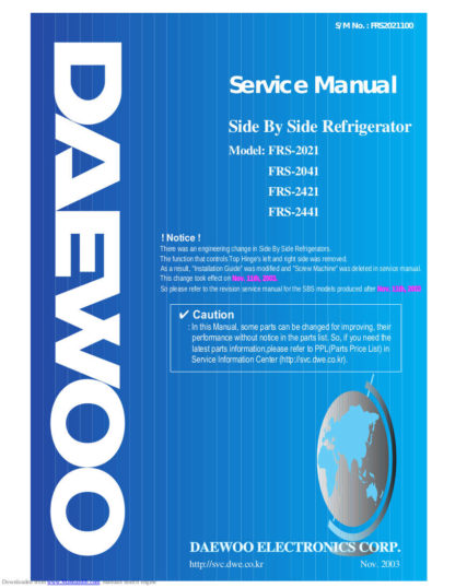 Daewoo Refrigerator Service Manual 63