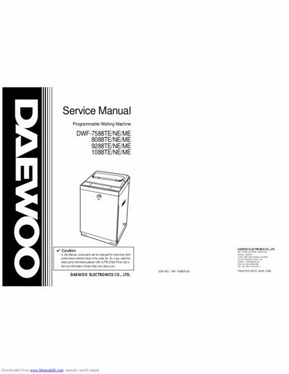 Daewoo Washing Machine Service Manual 53