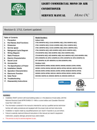 Eco-Air Air Conditioner Service Manaul 01