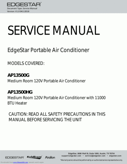 EdgeStar Air Conditioner Service Manual 01