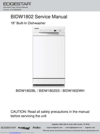 EdgeStar Dishwasher Service Manual 03