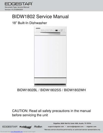 EdgeStar Dishwasher Service Manual 03