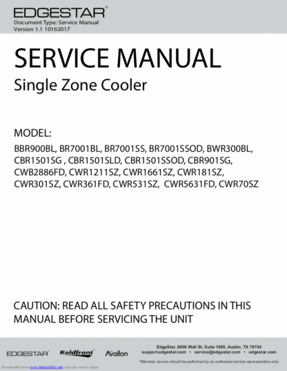 EdgeStar Refrigerator Service Manual 01