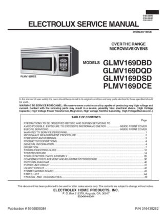 Electrolux Microwave Oven Service Manual 17