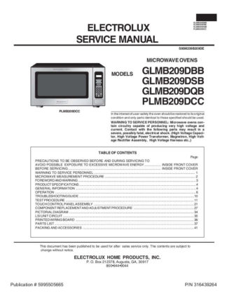 Electrolux Microwave Oven Service Manual 19