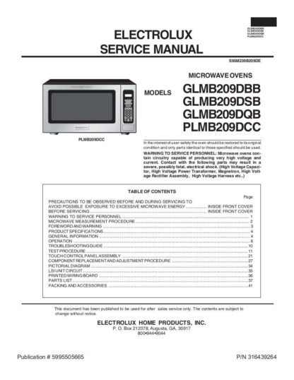 Electrolux Microwave Oven Service Manual 19