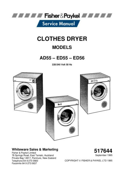 Fisher and Paykel Dryer Service Manual 04