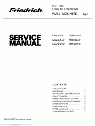 Friedrich Air Conditioner Service Manual 97