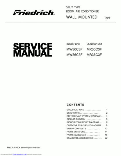 Friedrich Air Conditioner Service Manual 97