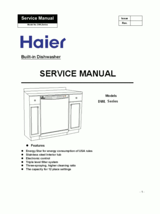 Haier Dishwasher Service Manual 01